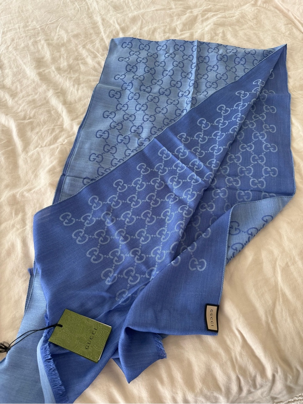 Gucci Blue Monogram Scarf